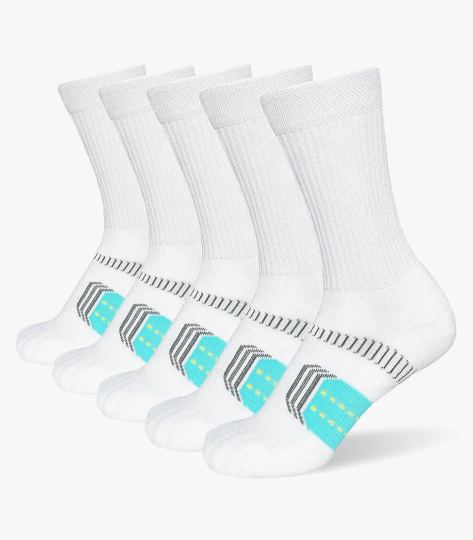 Women's Cushioned Athletic Running Crew Socks Breathable Wicking Comfort Hiking Socks 5 Pairs, Size 6-9