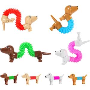 Limpskys Dog pop Tubes fidgets, Travel Toys for Toddlers 3-5, Sensory Toys for Kids 5-7, fidgets for Kids, Animal pop Tubes, Easter Egg fillers,Easter Basket Stuffers4 Pack Dog