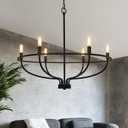 Black Dining Room Light Fixture, 6-Light Farmhouse Black Chandelier for Bedroom Metal Candle Chandeliers Hanging Lighting for Kitchen Living Room Entryway Foyer, 28.54in, 29in