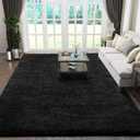 Ophanie Black Rugs for Living Room, Fluffy Furry Shaggy Fuzzy Area Rug, 5x8 Carpets for Bedroom Shag Plush Soft Large, Kids Home Decor Aesthetic, 3- Black, Rectangular, 5' x 8' (Rectangular)