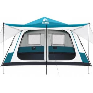 Hewolf Instant Tent for 4-6 Person Camping, Waterproof Easy Pop Up Tent Sets Up in 60 Seconds for Family Outdoor Hiking & Backpacking with Carry Bag