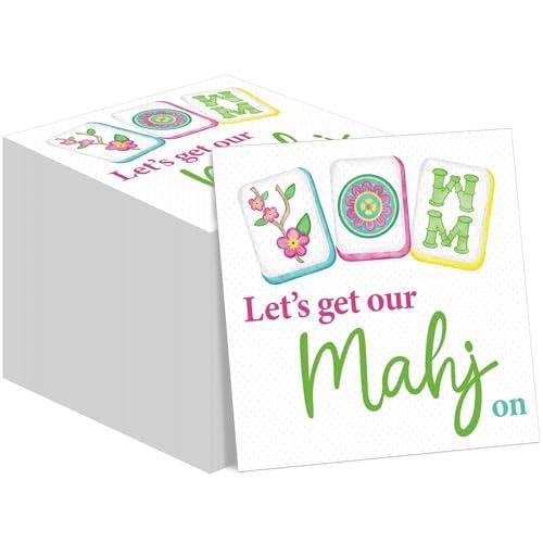 Gueevin 30 Pcs Mahjong Napkins Cocktail Paper 6.5 x 6.5 Inches Mahjong Party Supplies Decorations Accessories Gifts for Casual Gatherings Game Nights Bridal Showers Birthday Christmas Party (Fresh)