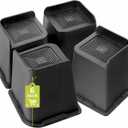 Bed Risers 6 inch Heavy Duty, Oversized Furniture Riser for Couch Sofa Table Chair Leg Frame Dorm, Support up to 6000 Lbs (Black 4 Pack, 6 inch-1)
