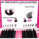 Fowendia Lash Clusters Kit Fluff 80D 100D Individual Lashes D Curly Cluster Eyelash Extensions 10-18mm DIY Lash Extension Kit Lash Bond and Seal Waterproof, Lash Applicator, Thick False Eyelashes Kit