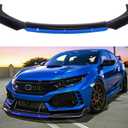 4PCS Universal Car Front Bumper Lip Body Kit Splitter Spoiler Diffuser Protector Compatible with Subaru BRZ Cruze - Gloss Black,Blue Tongue