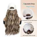 Synthetic Wig Hat with Natural Wave hair Extensions attached for woman Baseball cap wig Mix Brown Blonde curly wavy Hairstyle Adjustable Beige Hat Wig (Mi brown blonde, 22inch)