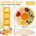 20 Pcs Disposable Divided Plates with 6 Deep Compartments 11 Inch Compostable Serving Tray with Lid Round Large Taco Chips Fruits Veggie Plates for Party Buffet