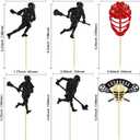 2 x Gyufise 24Pcs Lacrosse Cupcake Toppers Glitter Lacrosse Party Decorations for boys Lacrosse Player Cupcake Picks for Lacrosse Sport Baby Shower Birthday Party Cake Decorations Multi