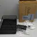 SNTD Dish Drying Rack - Extendable Dish Rack, Large Sink Drying Dish Drainer for Kitchen Counter, Stainless Steel Dish Strainer with Utensil Holder (Black)