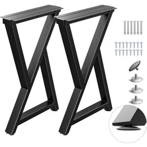 Metal Table Legs Heavy Duty, 16H x 12W, Metal Furniture Legs for Dining Desk Bench and Coffee Table, Industrial Black DIY Iron Bench Legs, Set of 2 (Z Shape)