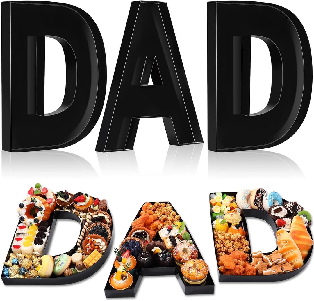 Mifoci 13. 7" Dad Cardboard Letter Set for Charcuterie Father's Day Party Birthday Gift and Anniversary Black Fillable Paper Mache Chocolate Candy Black