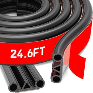 Tonneau Cover Seal, Truck Topper Seal Rubber Weather Stripping with Triple Bulb, Camper Shell Seal Kit Replacement Parts Accessories (24.6Ft)