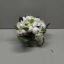 Briful Artificial Magnolia and Hydrangea Flower Arrangement in Glass Vase 9.4" Realistic White Silk Fake Flower with Faux Water Fake Floral Centerpieces for Home Room Office Table Shelf Dcor