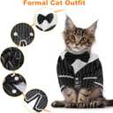 Cat Apparel, Stylish Tuxedo Outfit for Kitty with Tie, Black Stripes Pet Outfits for Wedding, Birthday, Party, Large
