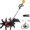 Cordless 2-in-1 Tiller Cultivator & Weed Wacker Compatible with Dewalt 20V Battery (Tool Only), 500RPM Ecarke Electric Garden Tiller String Trimmer, 9" Tilling Width 9.4" Depth for Soil Cultivation