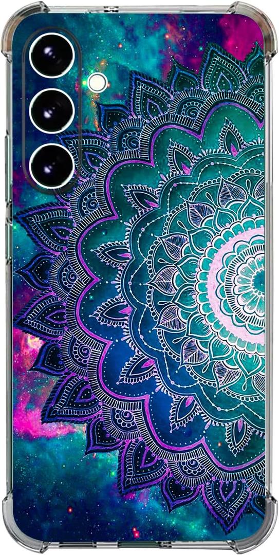 Case for Samsung Galaxy S25 Plus,Mandala Flower Space Drop Protection Shockproof Case TPU Full Body Protective Scratch-Resistant Cover for Samsung Galaxy S25+