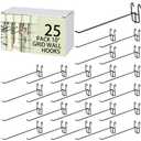 Moxweyeni 10 Inch Grid Wall Hooks 25 Pcs Gridwall Panel Hooks Store Garage Wall Mount Organizers Storage Grid Display Hangers for Retail, Craft Show, Home Setup, Customized Display (Black)