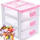 3 Drawer Storage Organizer Small Plastic Drawer Kawaii Pink Desk Organizer Drawer for Bathroom, Dorm, Desk, Office