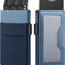 VULKIT Minimalist Wallet with ID Window & EDC Pocket Pop Up Card Holder RFID Blocking Slim Wallet Design for Airtag Cash Coins & Credit Cards (One Size, Navy)