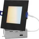 Sunlite 87805 LED 4-Inch Recessed Slim Downlight Fixture, 12 Watts (65W=), 700 Lumens, Indoor & Outdoor, Color Selectable 27K/30K/35K/40K/50K, 90 CRI, 120V, Dimmable, ETL Listed, Matte Black, 1 Pack