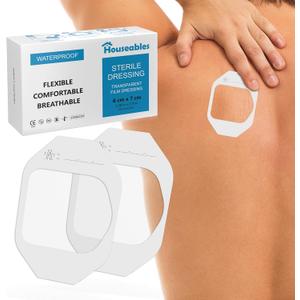 Houseables Waterproof Bandages, Transparent Film Dressing, Waterproof Bandages Post Surgical, for Wound Cover, Showering, Patches for Skin, Swimming, Tattoo, Medical, IV, Clear, 2 3/8 x2 3/4, 100 Pack