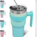 BJPKPK 30 oz Tumbler With Handle And Straw Lid Stainless Steel Travel Coffee Insulated Tumbler Cups,Mint