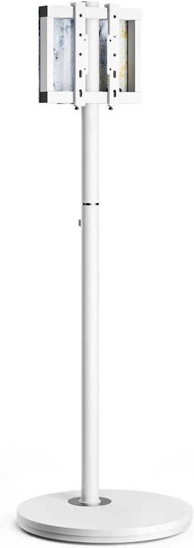 Design Small Rolling TV Cart for 24-48 Inches TV, Minimalist Modern TV Floor Stand on Wheels Fits Max VESA 200x200mm, V2 Portable Smart TV Cart, White, Master Series