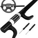 Tevlaphee Steering Wheel Lock, Car Lock Anti Theft Keyless Extendable Retractable Password 5 Coded Combination Lock, Heavy Duty Universal Fit (Black)