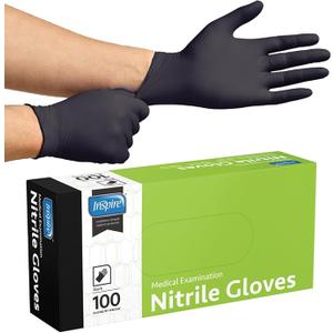 Inspire Black Nitrile Disposable Gloves | 4.5 Nitrile Disposable Safety Medical Cooking Cleaning Gloves