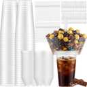 Snack and Drink Cup Includes 50 Cups, 50 Bowls,50 Straws, 100 Forks | Disposable Plastic Cup with Snack Bowl on Top for Party, Stadium, Patron and Movie Night