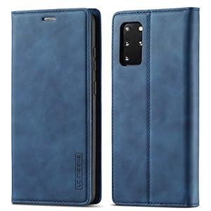 EYZUTAK Case for Samsung Galaxy S20 Plus, Vintage Classic Matte Leather Wallet Case Flip Notebook Style Cover with Magnetic Closure Kickstand Card Slots - 
Dark Blue