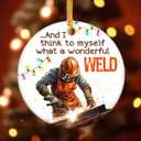 Welder Ornament 2025, Unique Christmas Ornaments, Double Side Ceramic Ornament for Christmas Tree Decorations, Decorative Hanging Ornaments, Gifts for Welders, for Men