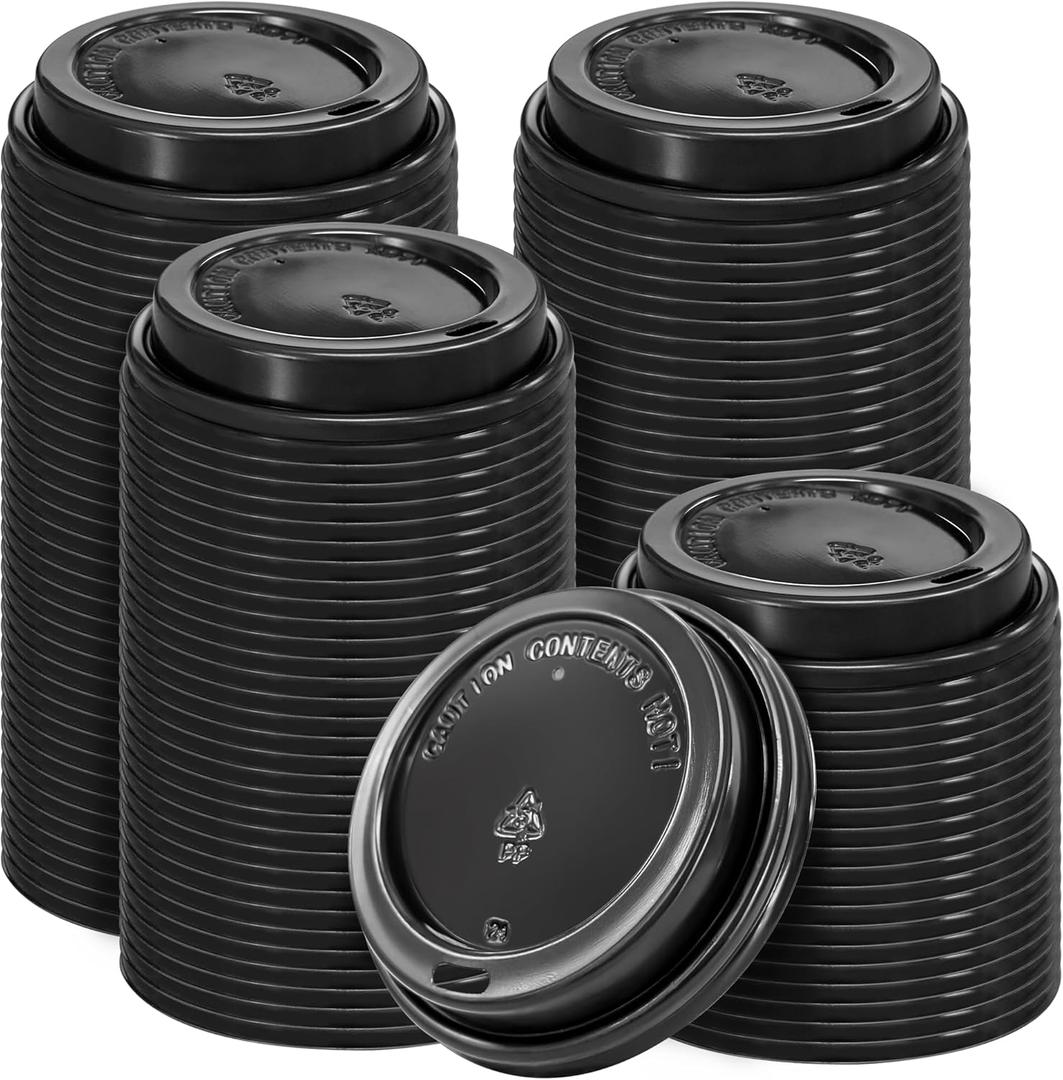 Clawsoff 240 Pack Disposable Coffee Cup lids, 3.54'' Leak-Proof Disposable Plastic Cup Lids for 10, 12, 16, 20oz Paper Cups, Hot/Cold Drinking Cup Lids, Black