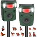 2025 Upgraded Solar Ultrasonic Animal Repellent Outdoor - Motion Activated Deer, Squirrel, Cat,Raccoon, Dog & Bird Deterrent with Multi-Frequency LED Strobe & Ultrasonic Sweep for Garden, Yard 1PC