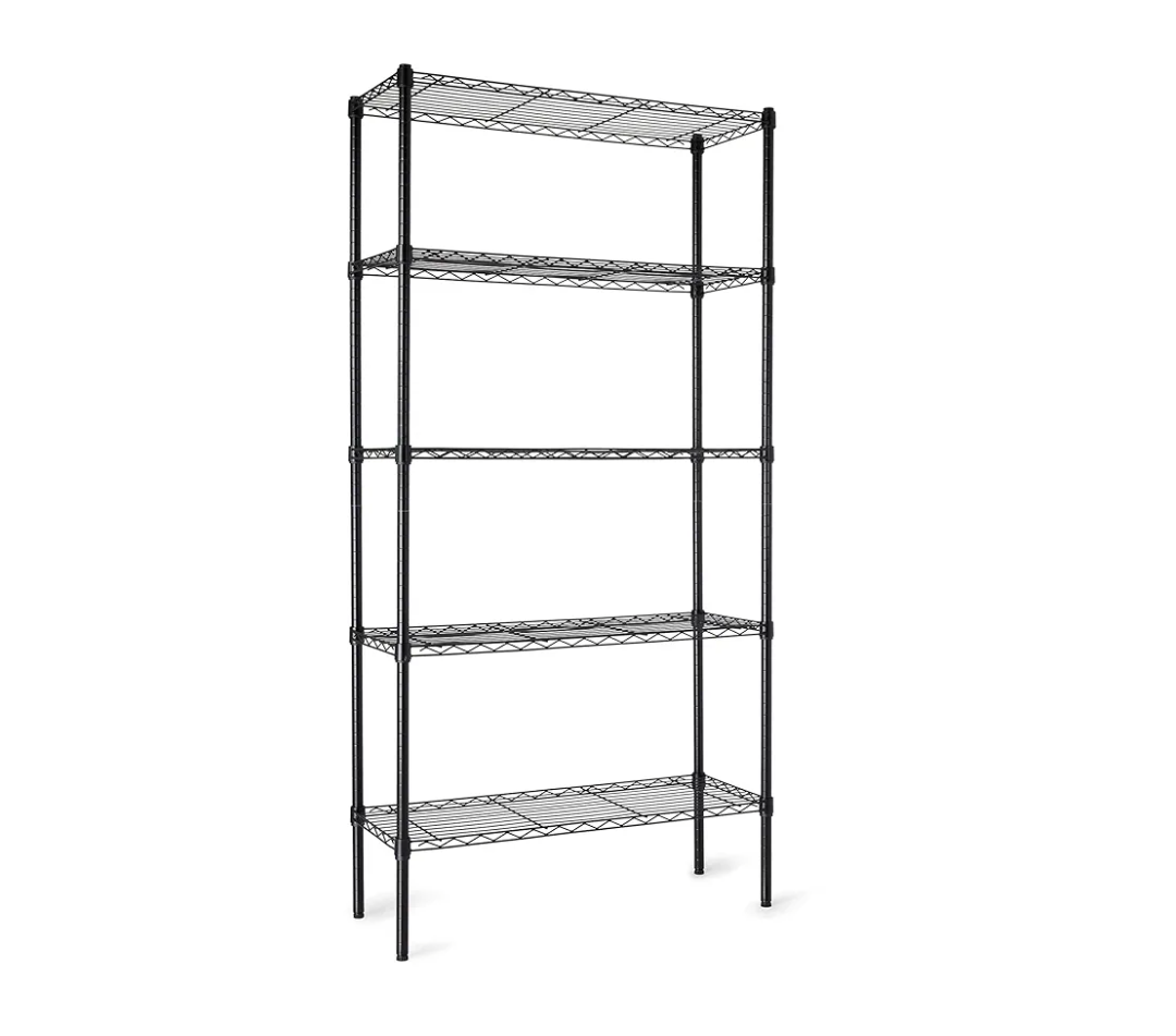 Amazon Basics 5-Shelf Adjustable Heavy Duty Steel Wire Rack Storage Shelving Organizer for Kitchen, Garage, 36" L x 14" W x 72" H, Black