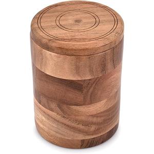 EDHAS Acacia Wood Decorative Jar with Wooden Lid Retro Design for Kitchen Counter, Pantry, Tea, Sugar, Coffee. (4.5" x 4.5" x 6")