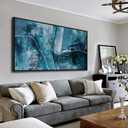 YDYSUNE Abstract Wall Art - Teal Canvas Wall Decor,Fan Art Large Picture for Living Room Bedroom Framed Painting Artwork Decoration Size 20x40Inches