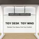 Under Desk Cable Management Tray - Fits up to 1.77" Thick Desks, No-Drill Clamp-on Wire Organizer, Reversible Inward/Outward Install, Heavy Duty Metal Power Strip Holder for Home Office & Gaming Desk (26.4, Black)