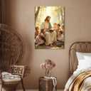 Jesus With Children Canvas Wall Art Vibrant Christian Kids Room Wall Decor Pictures Religious Jesus Teaching Children poster Print for Bedroom Church Sunday School Ready to Hang