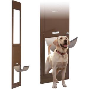 VEVOR Dog Door for Sliding Glass Door, 75 7/8 to 80 11/16 in Adjustable Height, Aluminum Alloy Frame with Rotating Hinges, Lock Design, 10 1/4 x 16 1/4 in Flap, Sliding Glass Pet Door for Renters
