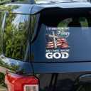 Christian Cross US Flag Car Decal – I Stand for the Flag and Kneel Before God Sticker, Patriotic Religious Vinyl Window Decal for Car Truck SUV Bumper Laptop Mirror, Waterproof – 6.2 x 4.7 Inch