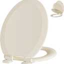 Angol Shiold Slow Close Wood Toilet Seat（Bone, Elongated 18.5''）