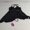 Avidlove Women Lingerie Lace Modal Pajamas Nightgowns Babydoll Lingerie Dress with Thong 2 Piece (Large, Black)