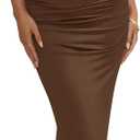 BTFBM Cocktail Dresses for Women Spring 2026 Cowl Neck Sleeveless Ruched Slim Fit Maxi Formal Wedding Guest Dress (Small, Brown)