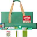 GUSTARIA American Mahjong Game Set, 166 Green Tiles, 4 All-in-One Color Rack/Pushers, Complete Mahjong Tile Set，Green Carrying Bag