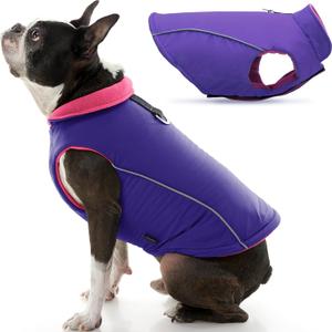 Gooby - Sports Vest, Fleece Lined Small Dog Cold Weather Jacket Coat Sweater with Reflective Lining, Purple, Large (Large chest (~19.5"))