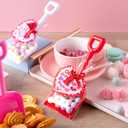 JOYIN 28 Plastic Toy Shovels in Pink Red and White for Valentines Day ,28 Cards with Ribbon for Kids Party Favor, Classroom Exchange Prizes, Valentines Gifts with Vibrant Color