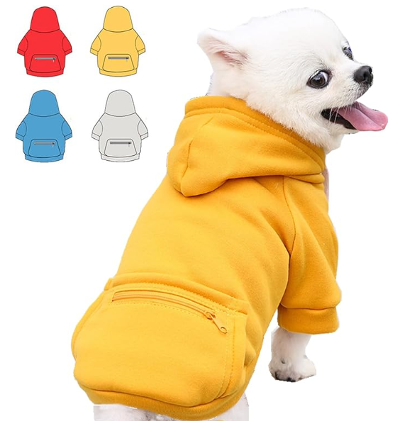 Dog Hoodie for Small Medium Large Dogs,Fleece Hoodie for Dogs with Zipper Pocket,Fall Winter Warm Cat Puppy Sweatshirts
Yellow,M)