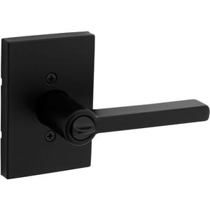 Kwikset Halifax Entry Door Handle with Lock and Key, Secure Keyed Reversible Lever Exterior, For Front Entrance and Bedrooms, Matte Black, Pick Resistant Smartkey Rekey Security and Microban
