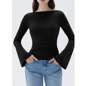 Buttery Soft Crew Neck Shirt - Bell Sleeve Size, S